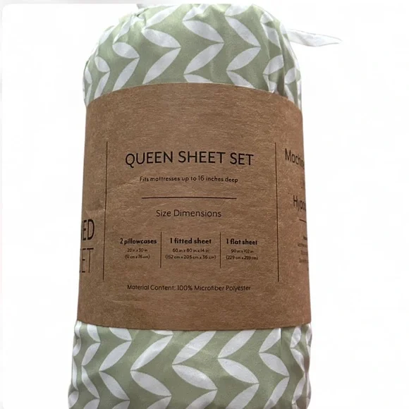 Patterned 4-Piece Queen Sheet Set in Sage Green - Picture 2 of 3